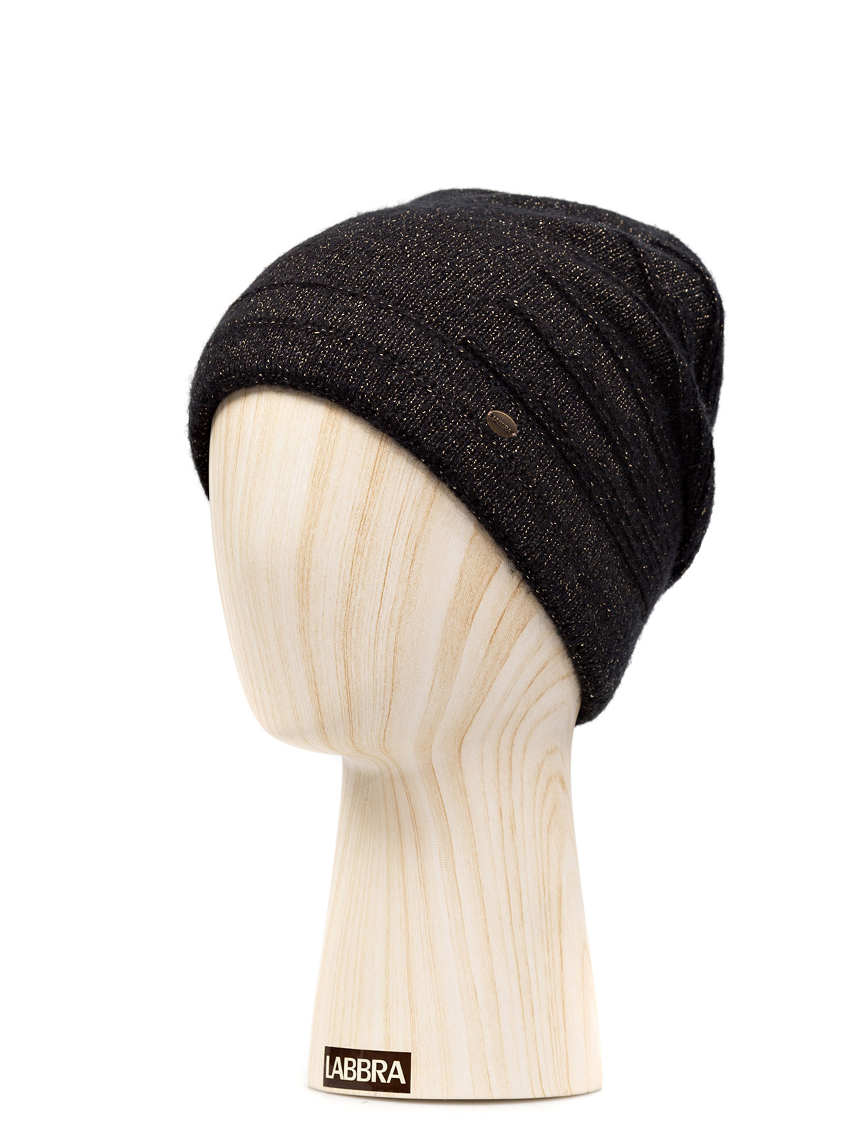 Шапка жен. шерсть+виск+каш LB-D77014 black/gold