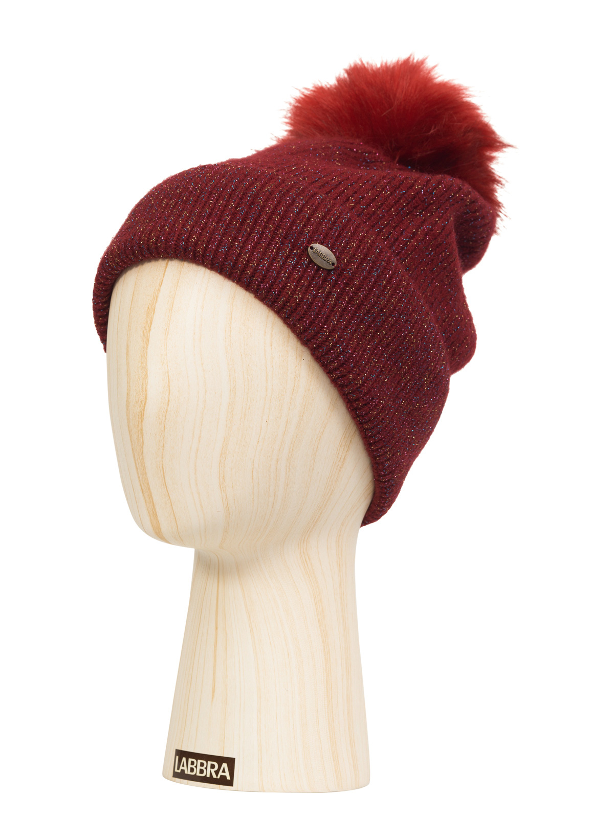 Шапка жен. шерсть+нейл+акр+люр LB-D77103 bordo