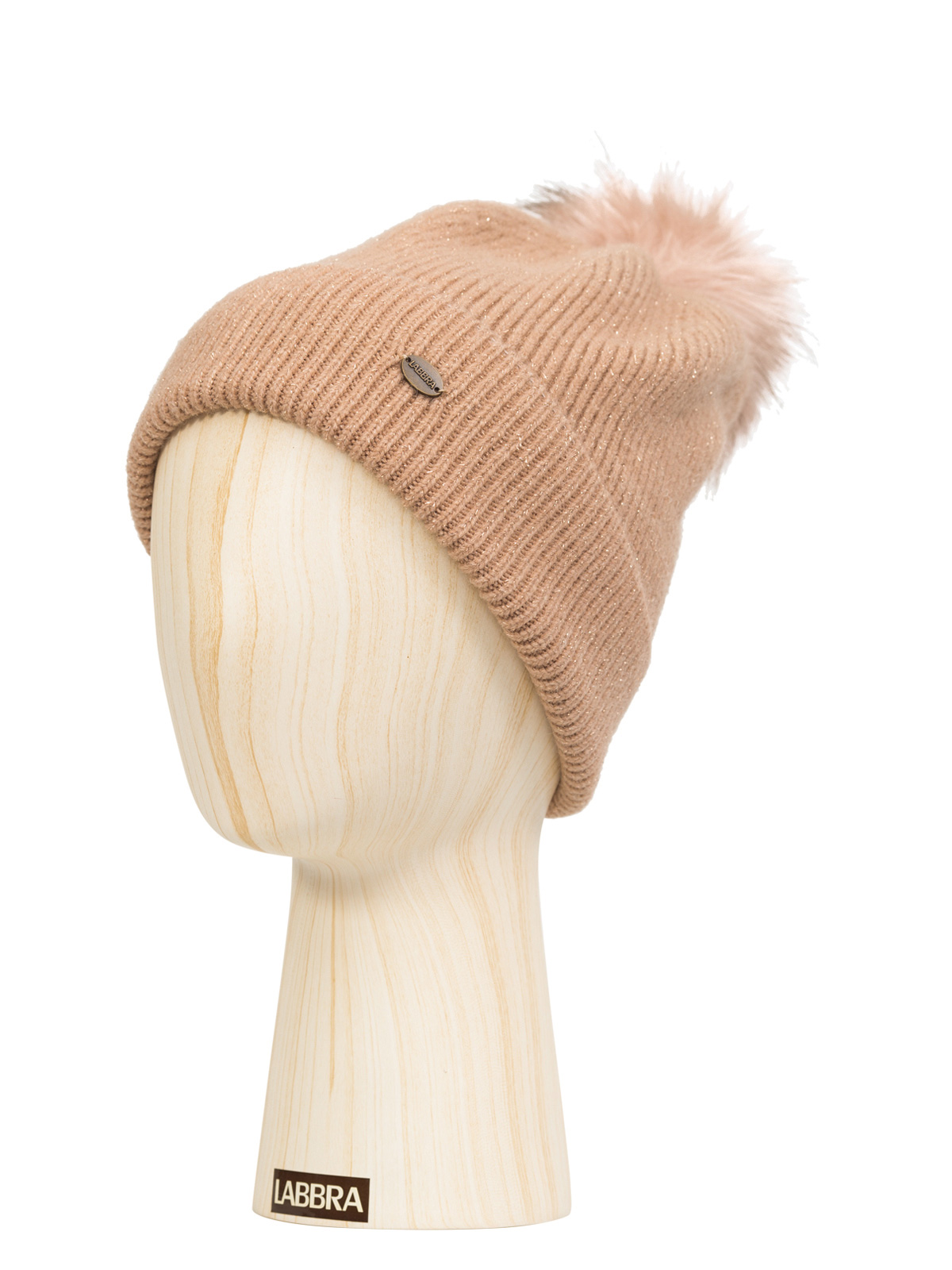 Шапка жен. шерсть+нейл+акр+люр LB-D77103 dirty pink