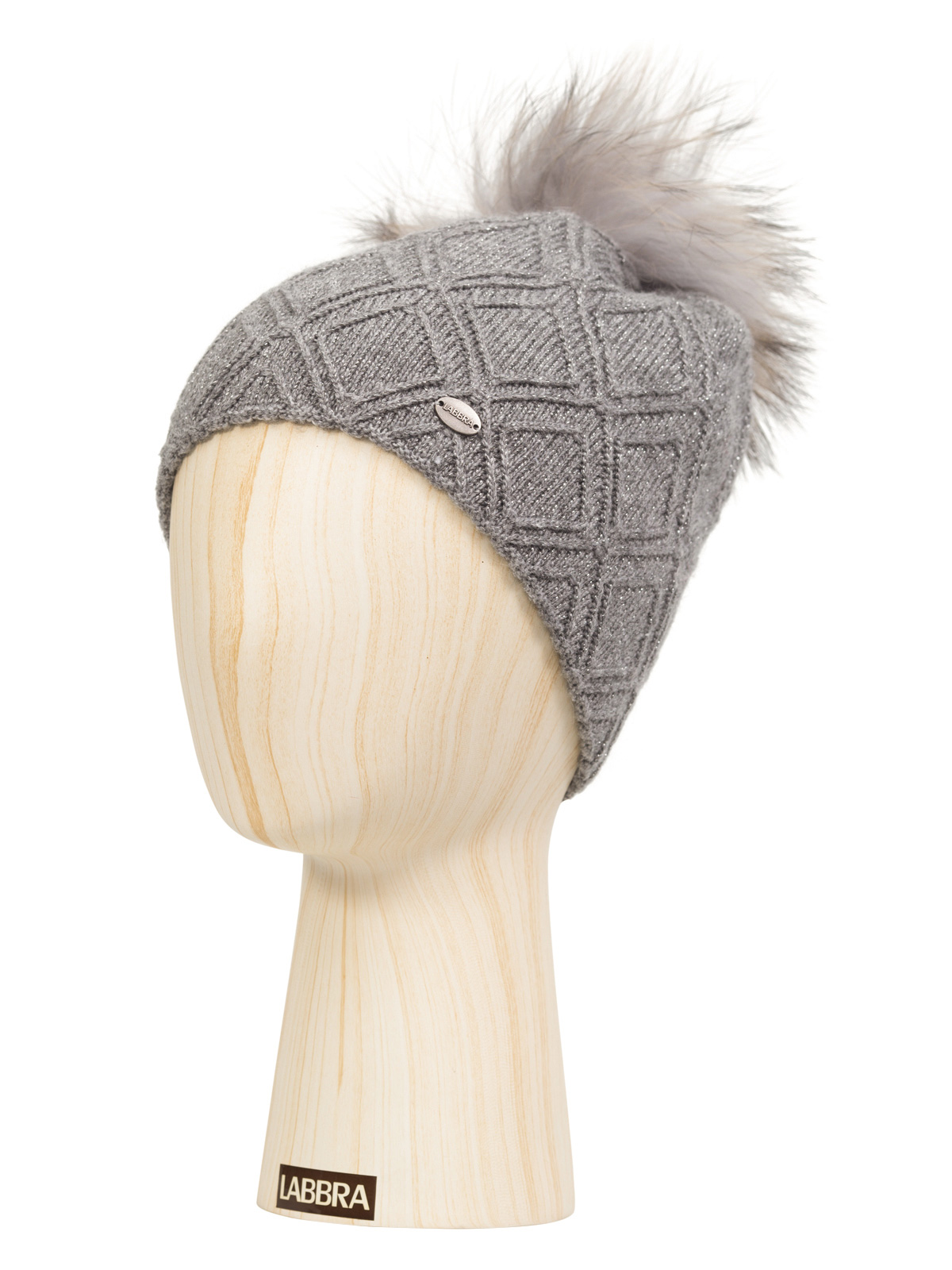 Шапка жен. шерсть+анг+виск+каш+люр LB-D77016 l.grey/silver