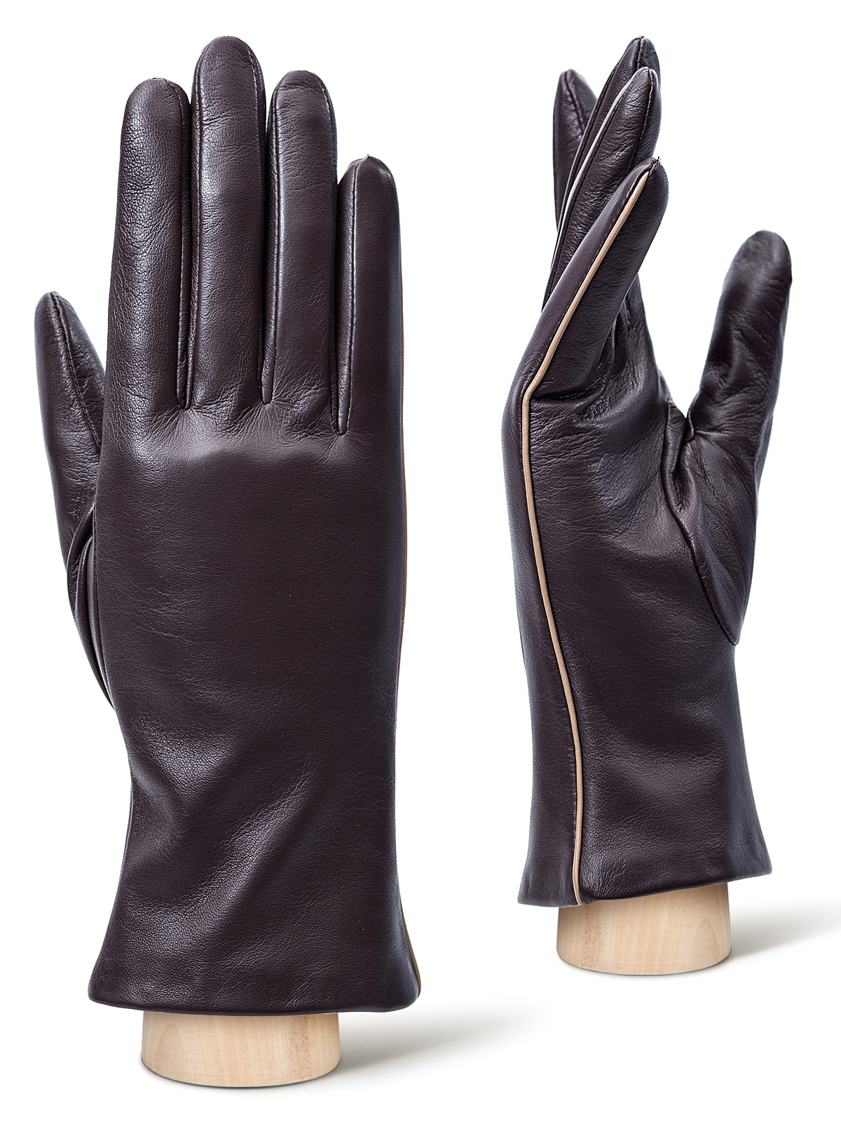 Перчатки женские 100% ш IS967 d.brown/cream