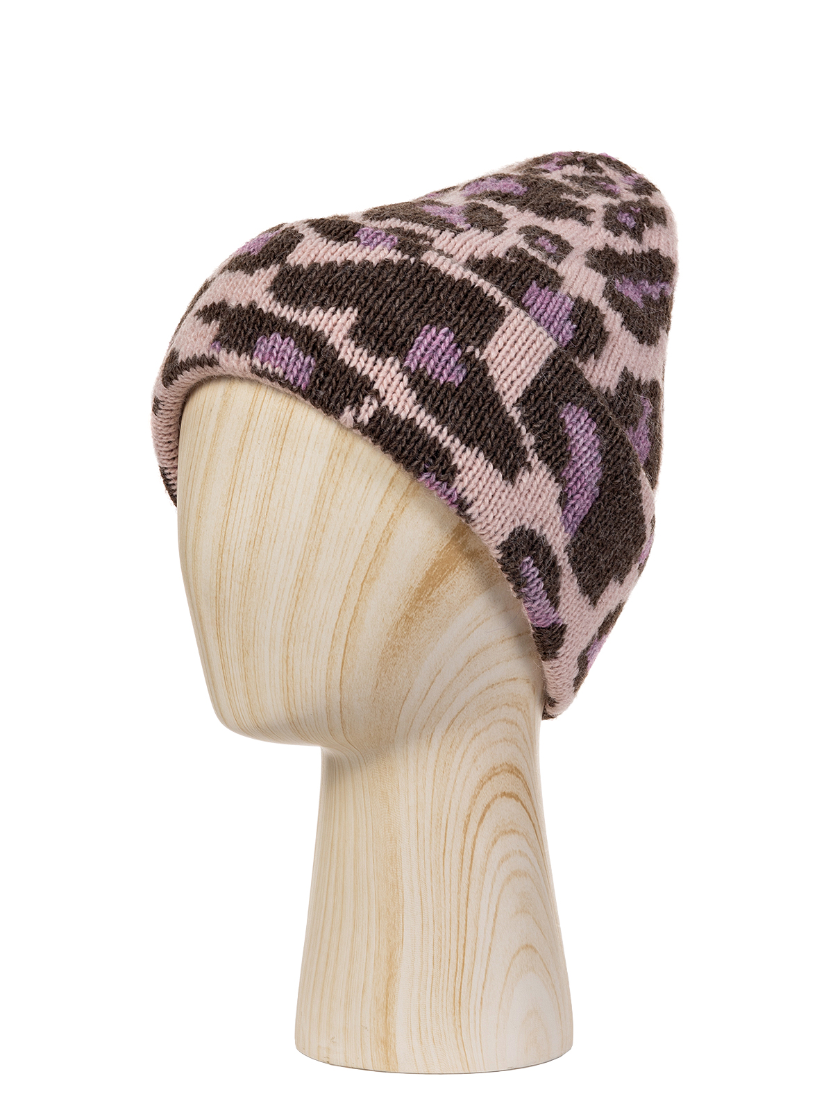 Шапка жен. шерсть+акр LB-BR55025 rose/taupe