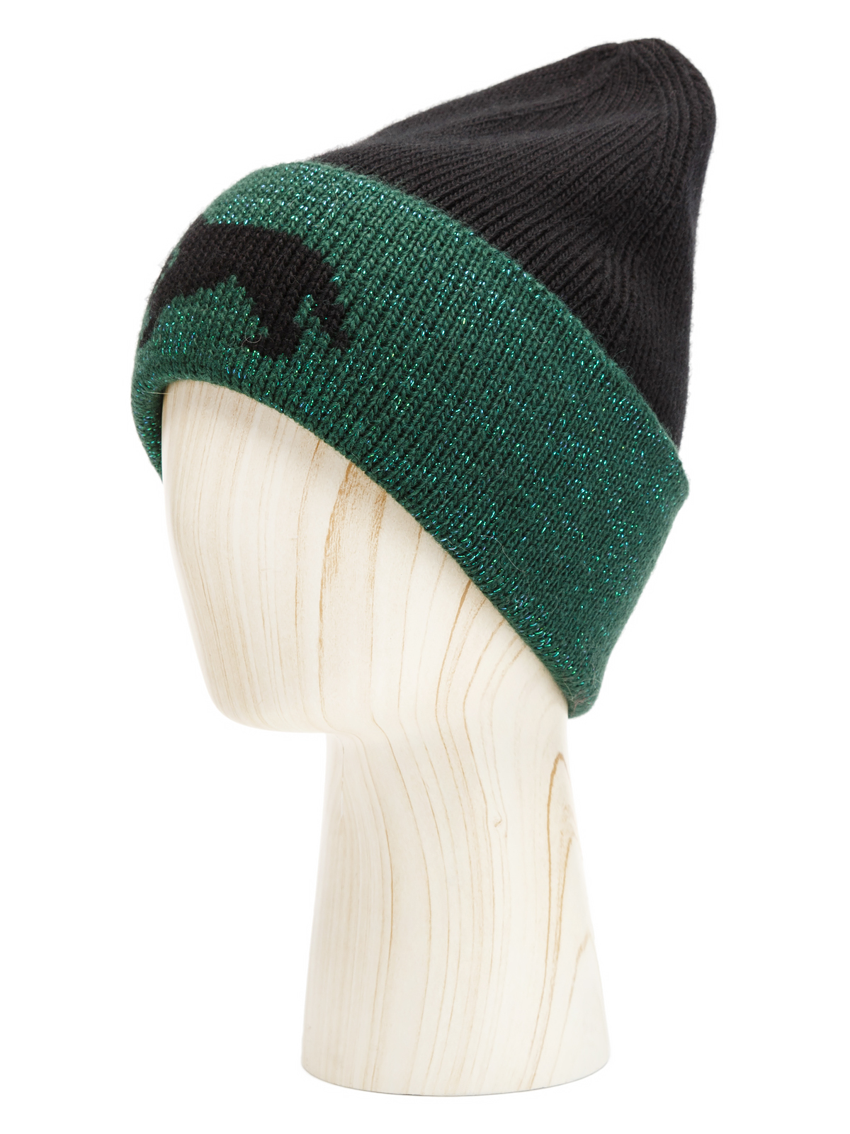 Шапка жен. шерсть+акр LB-BR55035 black/d.green