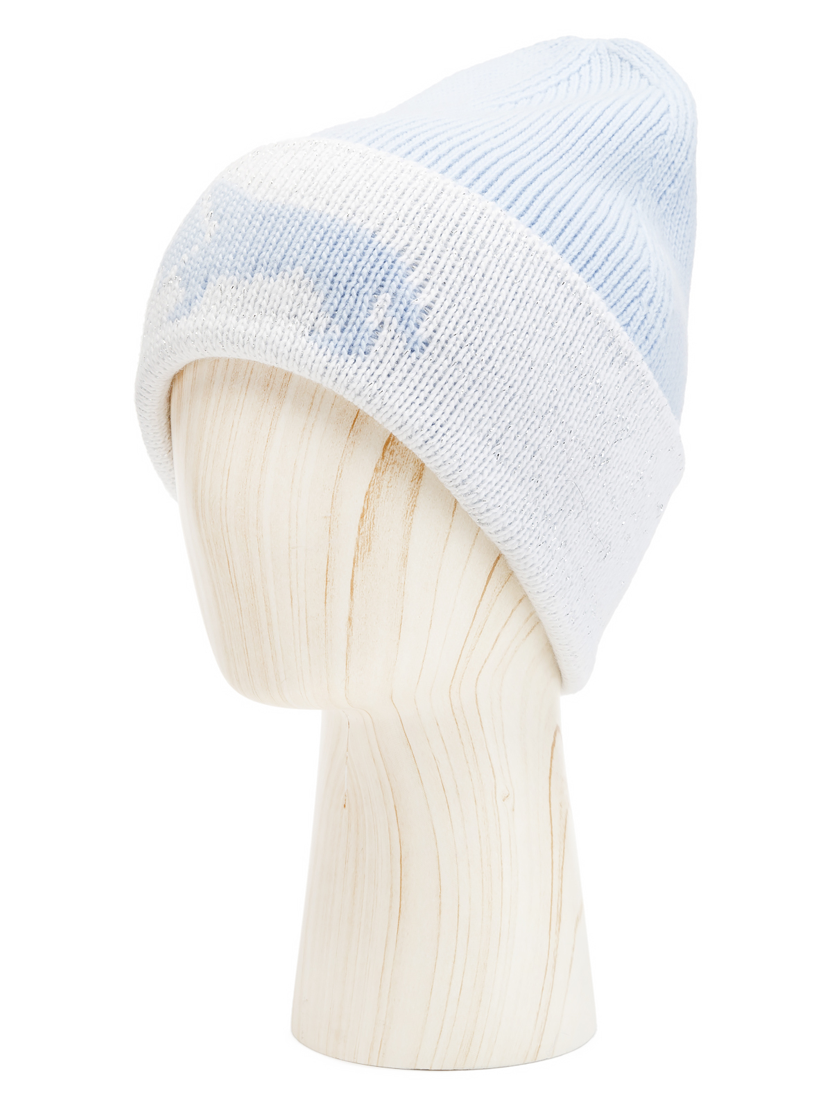 Шапка жен. шерсть+акр LB-BR55035 l.blue/white