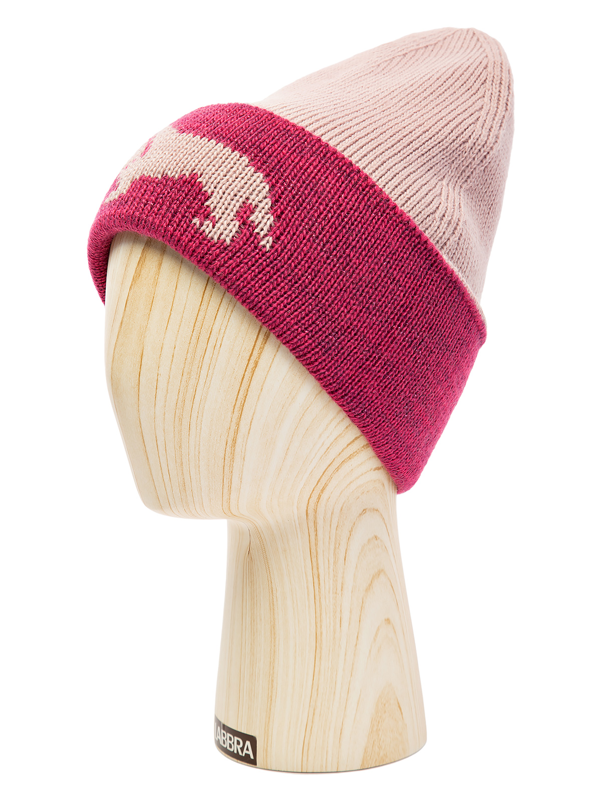 Шапка жен. шерсть+акр LB-BR55035 pink/d.pink