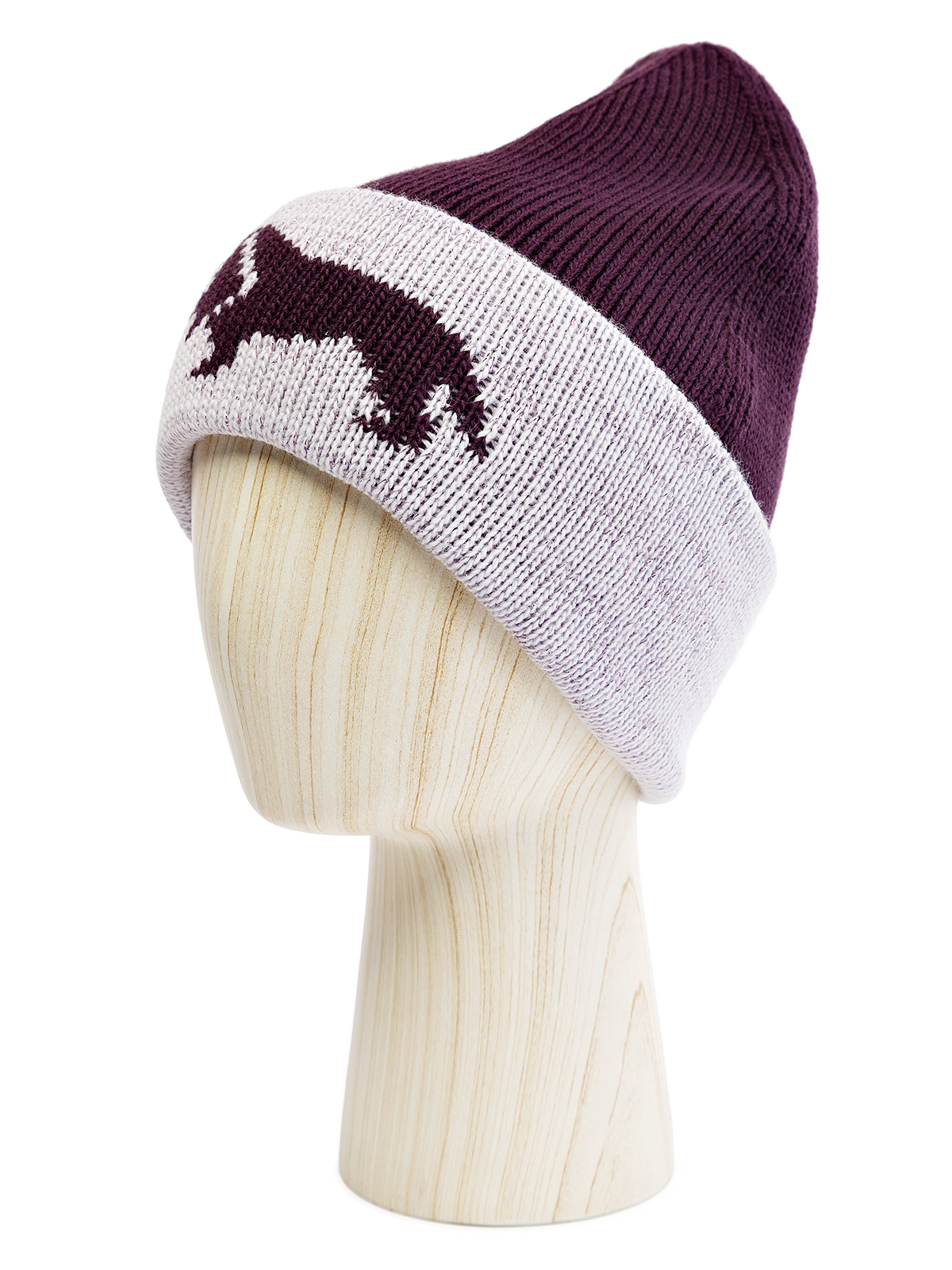 Шапка жен. шерсть+акр LB-BR55035 d.violet/lilac