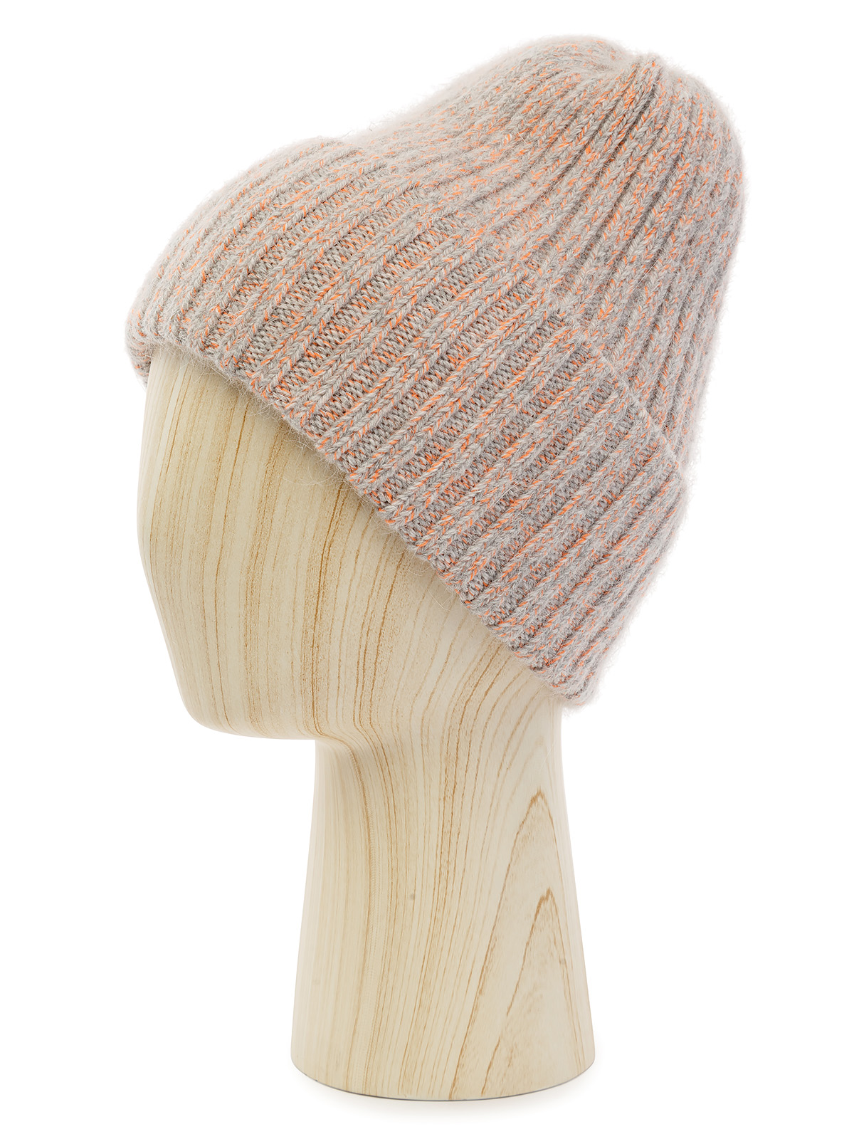 Шапка жен. анг+шерсть+нейл LB-N88049 l.grey/orange