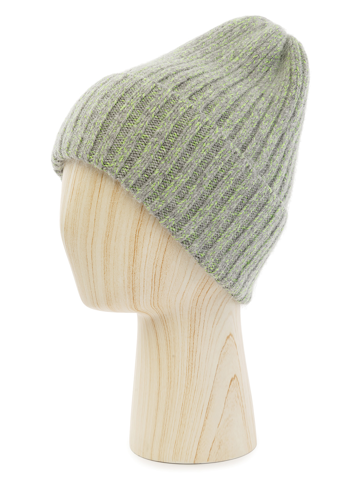 Шапка жен. анг+шерсть+нейл LB-N88049 grey/l.green