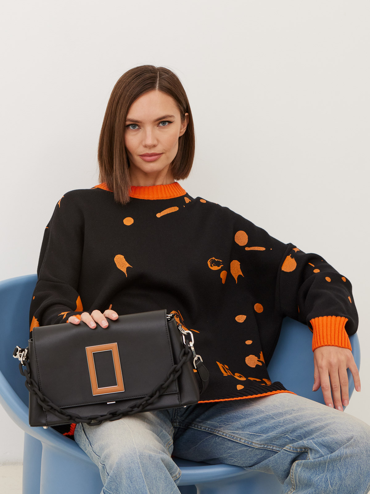 Джемпер женский 1231153005 black/orange