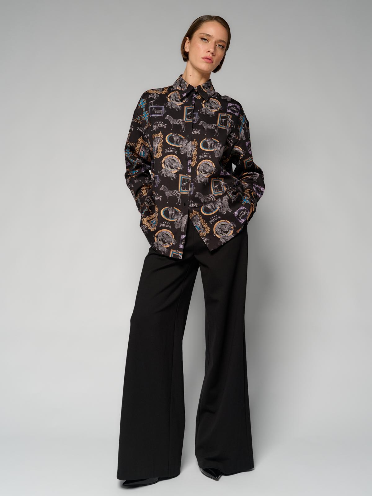 Блузка женская 12411-33064 multicolor-black