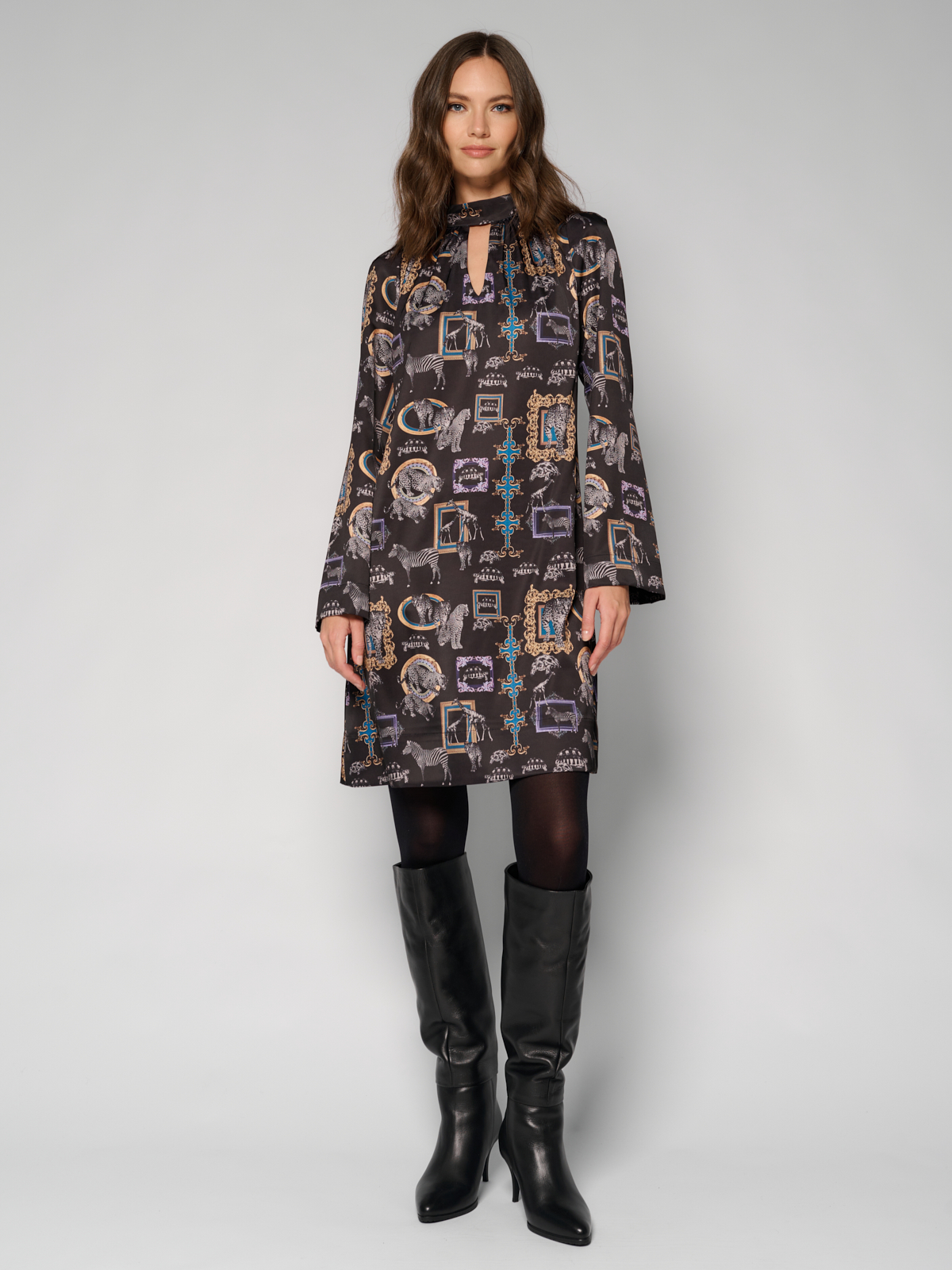 Платье женское 12411-35146 multicolor-black