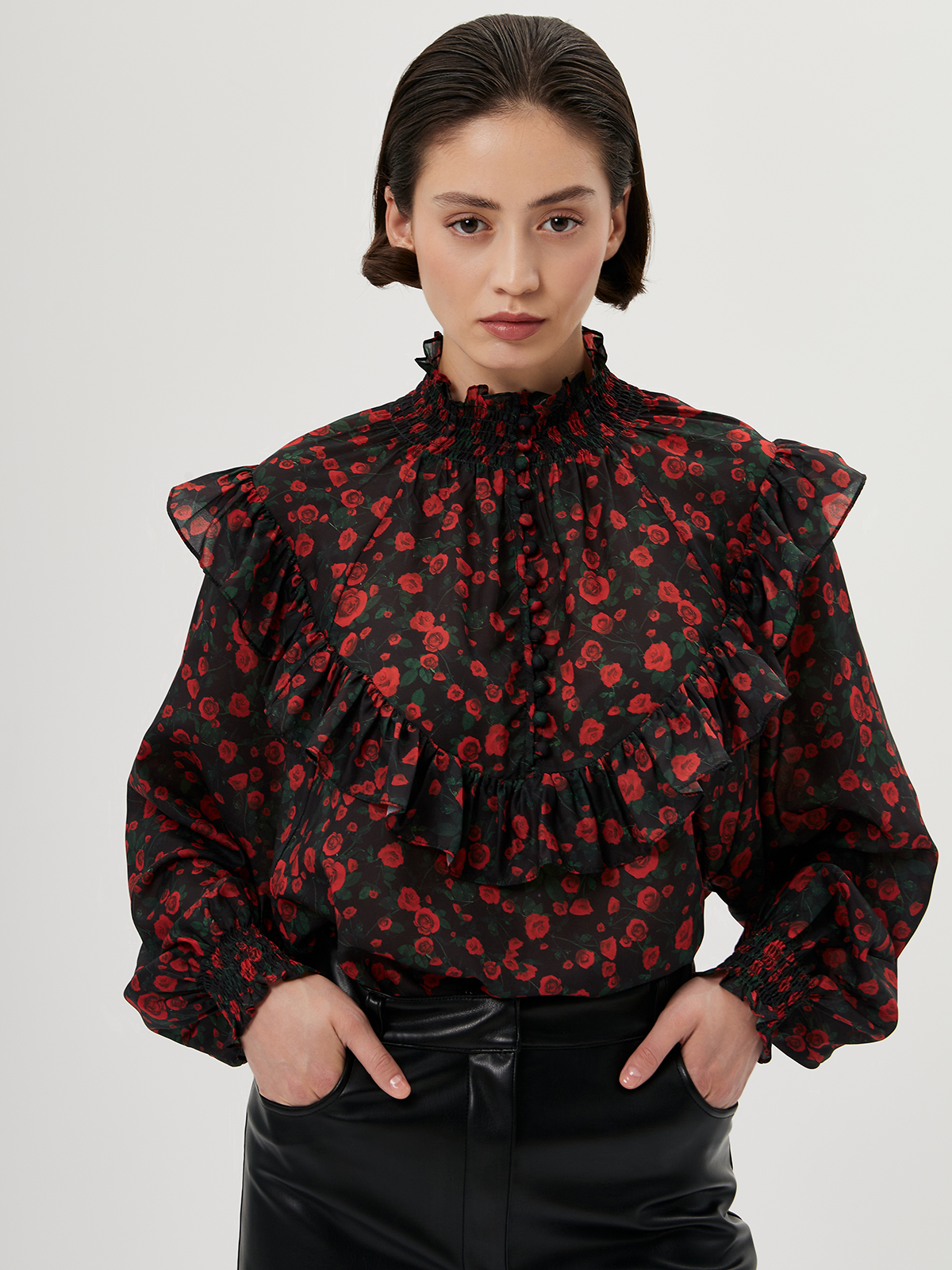 Блузка женская 12511-33104 black/red