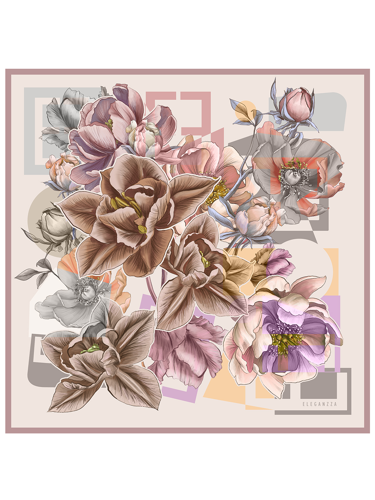 Платок жен. шелк 90х90 E04-8572-03