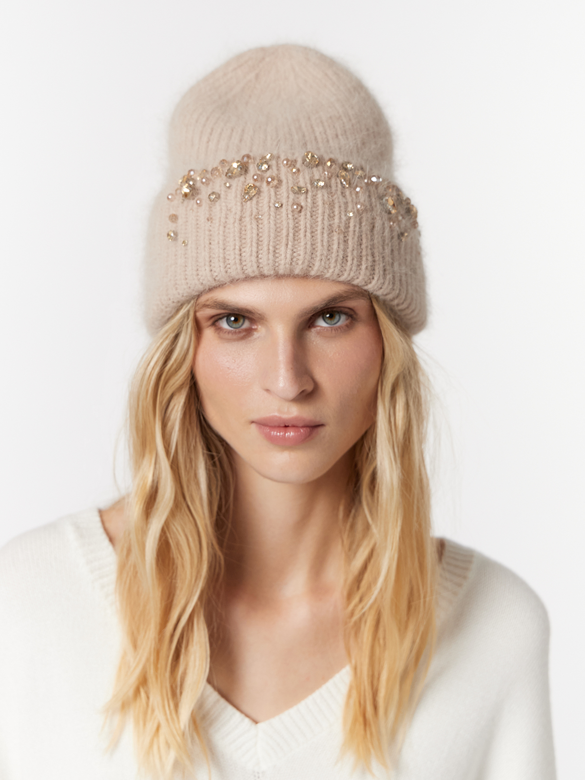 Шапка жен. анг+нейл ZZ-M99505 beige